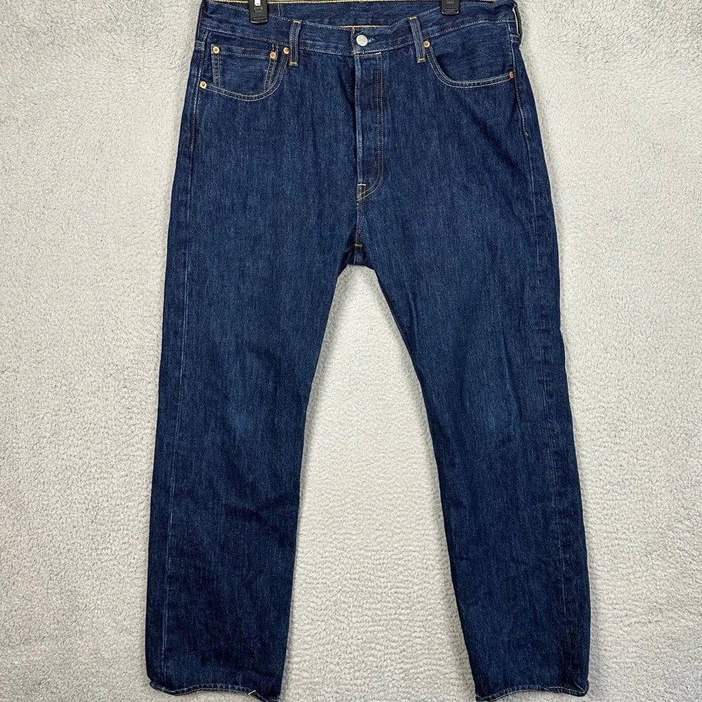 Levis 501 Jeans Mens 35X30 Original Fit Blue Dark Wash Straight Leg Bitton Fly